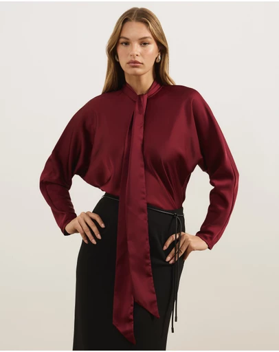Atmos&Here - Caliah Satin Scarf Top