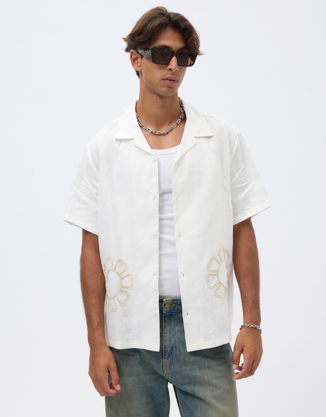 AERE - Embroidery Detail Linen Shirt