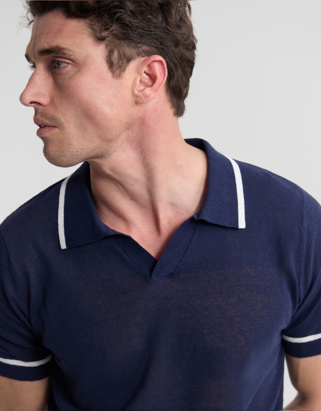 Oxford - Vito Linen Blend Polo With Tipping