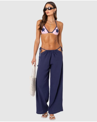 EDIKTED - Leoni Side Tie Cotton Gauze Pants