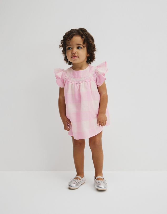 Country Road - Sleeveless Gingham Romper Dress