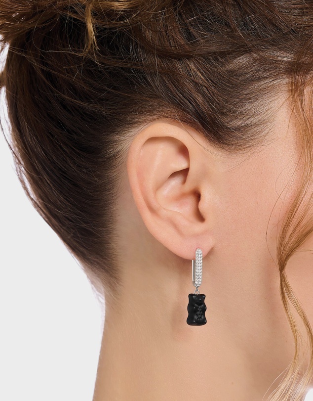 THOMAS SABO - Single hoop earring medium sized with black goldbear