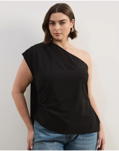 Atmos&Here Curvy - Charlotte One Shoulder Scarf Top