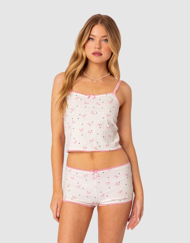 EDIKTED - Shelly pointelle printed tank top