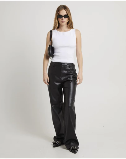 Alice In The Eve - Jadey Relaxed PU Pants Black