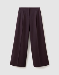 M.N.G - Wide-Leg Mid-Rise Pleated Trousers