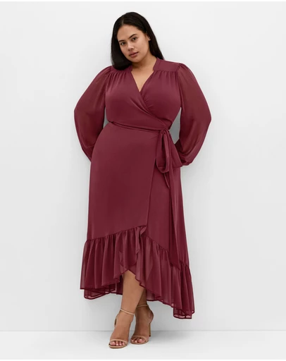 City Chic - Plus size Rylie Maxi Dress - burgundy