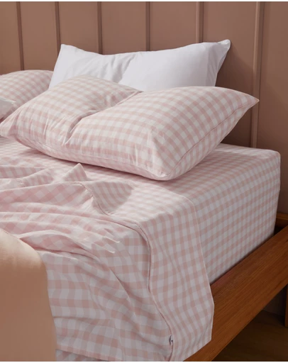 Sheet Society - Leo Washed Cotton Gingham Full Sheet Set