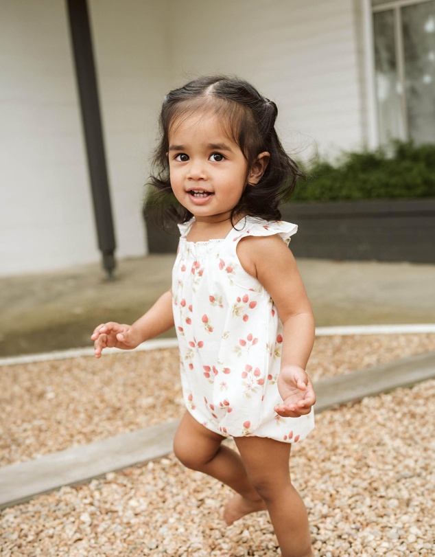 Bebe by Minihaha - Poppy Strawberry Print Romper