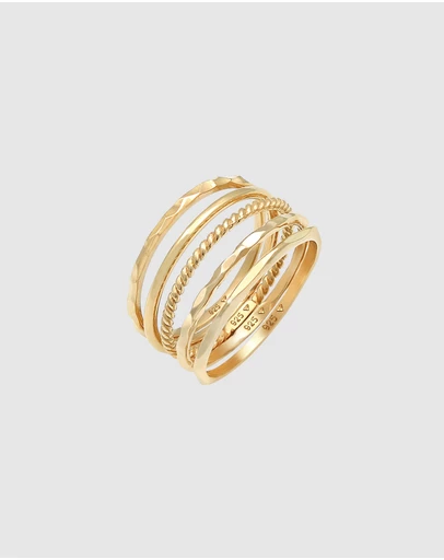 Elli Jewelry - Filigree Ring Set in Gold-Plated 925 Silver