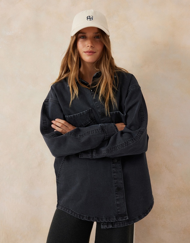 Ceres Life - Bobbi Side Pocket Denim Shacket