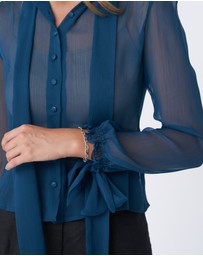 Amelius - Brianna Sheer Tie Neck Shirt