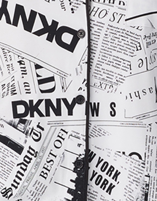 DKNY - Logo Print Cotton Jersey Button Up Long Sleeve Long Pyjama Set