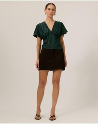 Tussah - Genevieve Flutter Sleeve Satin Top