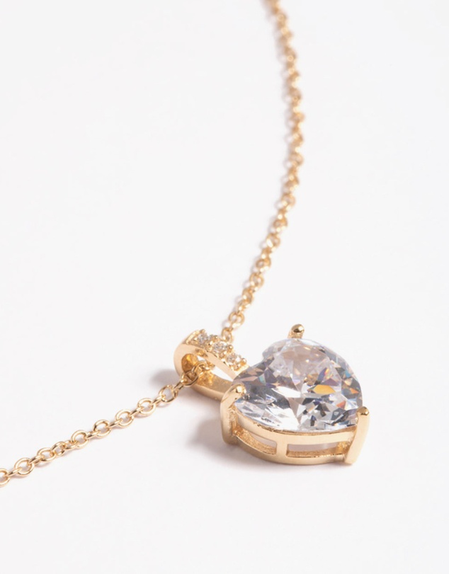 Lovisa - Gold Plated Sterling Silver Cubic Zirconia Heart Necklace