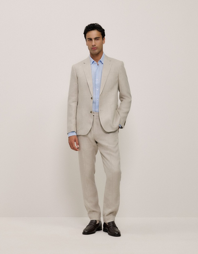 Trenery - Tailored Fit Delave Linen Shirt in Fresh Blue
