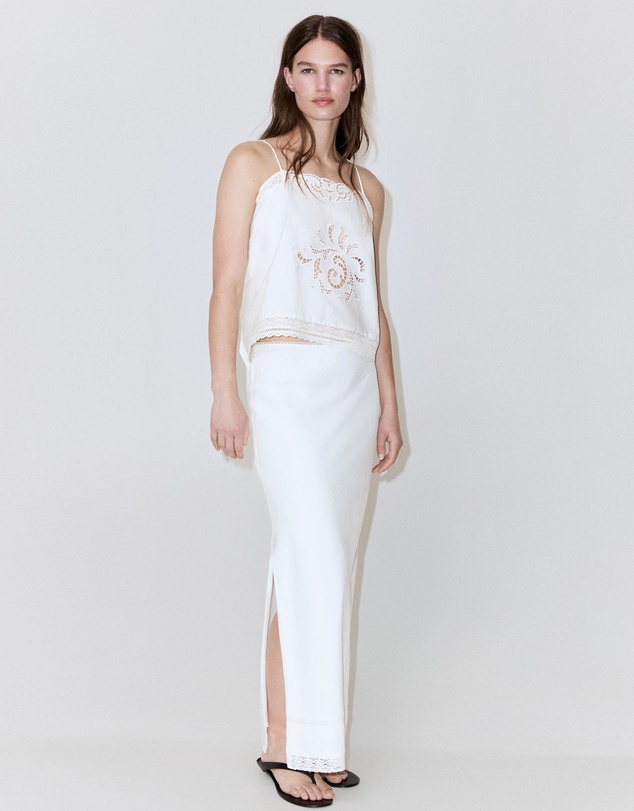 M.N.G - Embroidered Top with Openwork Details