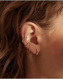 Wanderlust + Co - Marquise Pave Gold 8mm Huggie Earrings