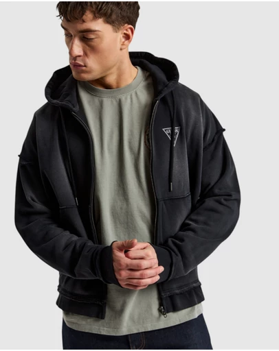 GUESS Originals - GUESS Originals Triangle Logo Zip-Up Hoodie