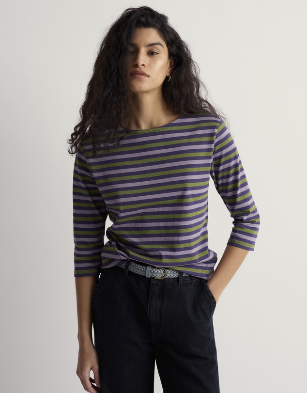 Seasalt - Seasalt Cornwall Purple Sailor 3/4 Sleeve Top Jersey