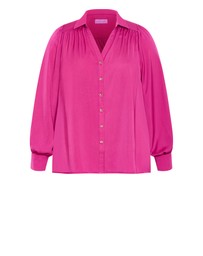 City Chic - Plus size Hadlee Long Sleeve Shirt - framboise