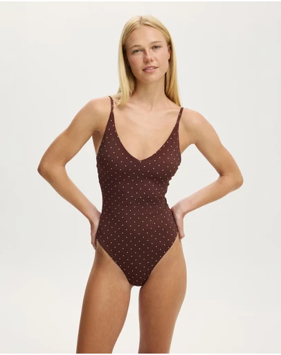 Cotton On Body - Thin Strap V Neck One Piece Cheeky