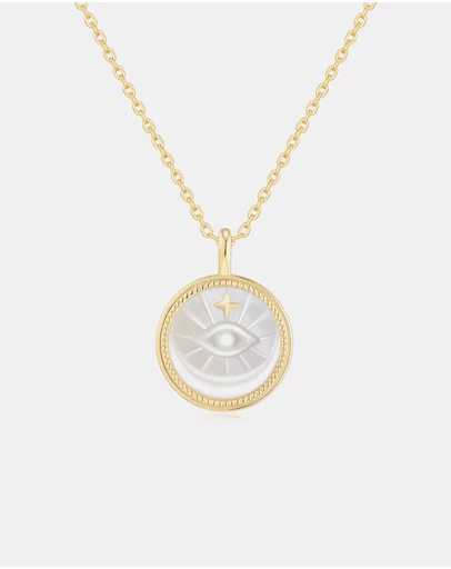 Ania Haie - Ania Haie Gold Evil Eye Mother-of-Pearl Medallion Necklace