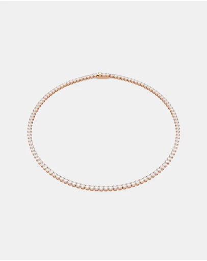 Swarovski - Matrix Tennis Necklace, Round Cut, White, 18K Rose Gold Finish