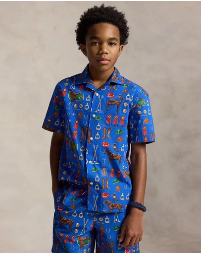 Polo Ralph Lauren - Equestrian-Print Cotton Camp Shirt - Teens
