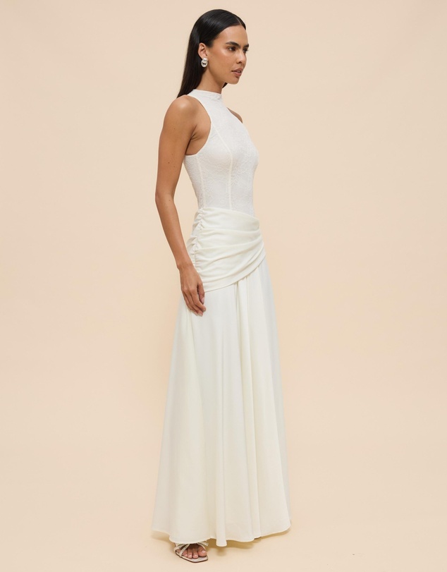 Revibe - Repaired CHANCERY Layla High Neck Lace Panelled Maxi Dress - AU 10