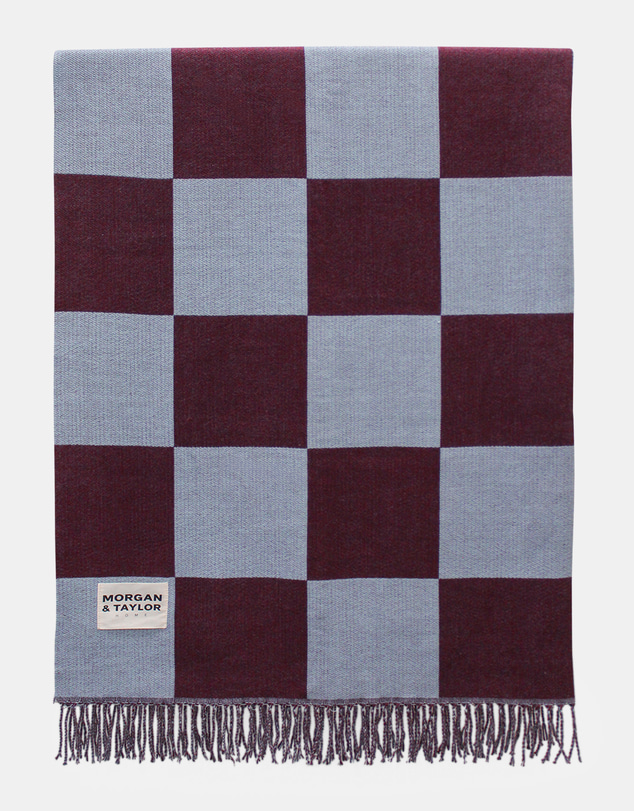 Morgan & Taylor - Checkmate Soft Touch Throw Blanket in Blue & Chocolate Brown Check