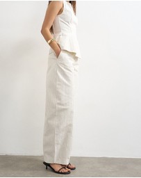 TOPSHOP - Para Striped Barrel Trousers