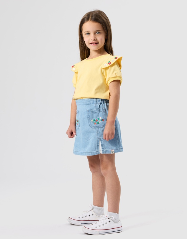 Goldie + Ace - Flounce Shoulder Strawberry Top - Babies-Kids