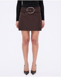 Minima Esenciales - Kian Wool Blend Belted Mini Skirt