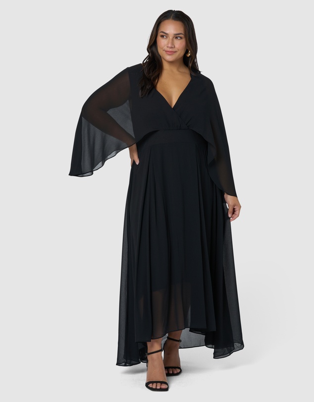 Pink Dusk by Curve Project - Electric Chemistry Cape Maxi Dress
