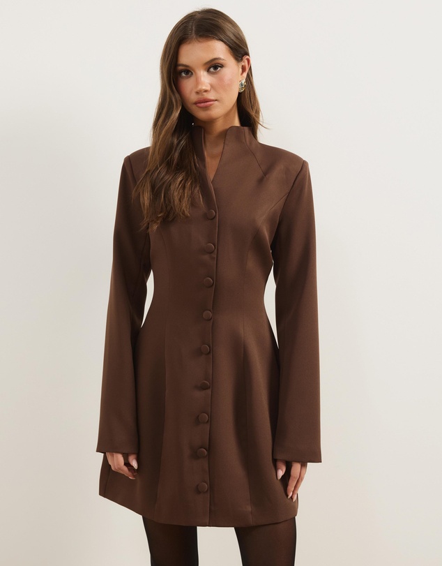 Atmos&Here - Anya Long Sleeve Button Down Mini Dress