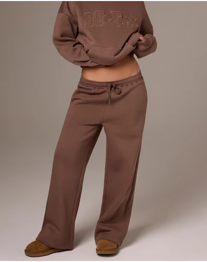 BO+TEE - Cosy Coffee Run Brushed Jersey Wide-Leg Joggers
