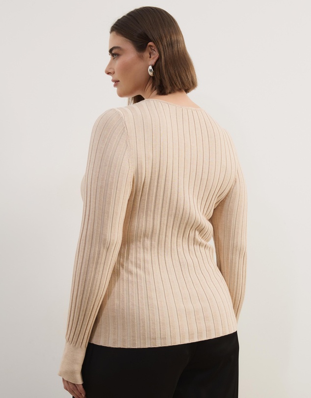Atmos&Here Curvy - Rumi LS Fitted Rib Knit Top