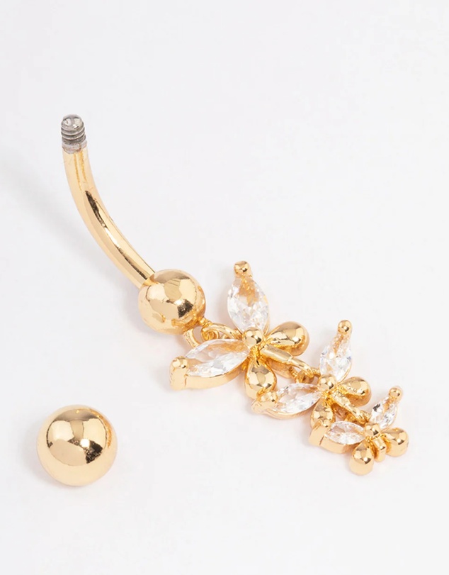 Lovisa - Gold Plated Surgical Steel Triangular Butterfly Drop Belly Ring