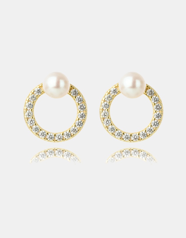 Georgini - GEORGINI OCEANS BYRON FRESHWATER PEARL EARRINGS GOLD