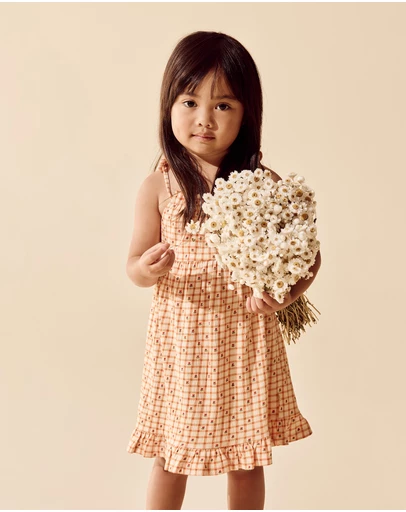 Wilson & Frenchy - Checkerberry Organic Crinkle Ruffle Dress - Babies-Kids