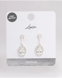 Lovisa - Silver Plated Cubic Zirconia Marquise Drop Earrings