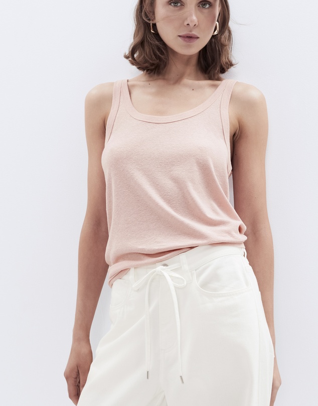UNISON - Linen Blend Scoop Neck Tank