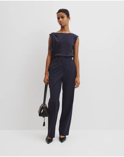 Country Road - Wool Blend Tailored Straight Pinstripe Pant