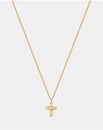 Elli Jewelry - Necklace Kids Cross Heart Crystals 925 Sterling Silver Gold Plated