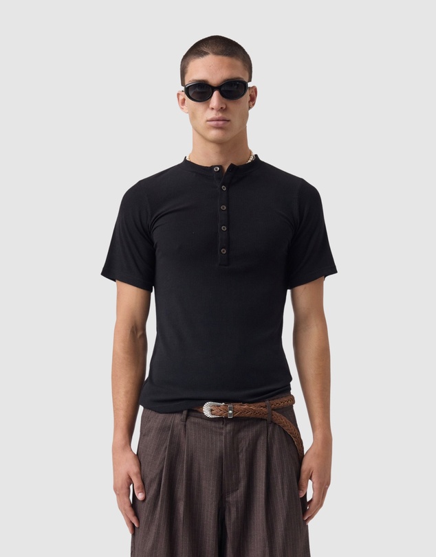Zanerobe - Henley Rib Baby Tee Black