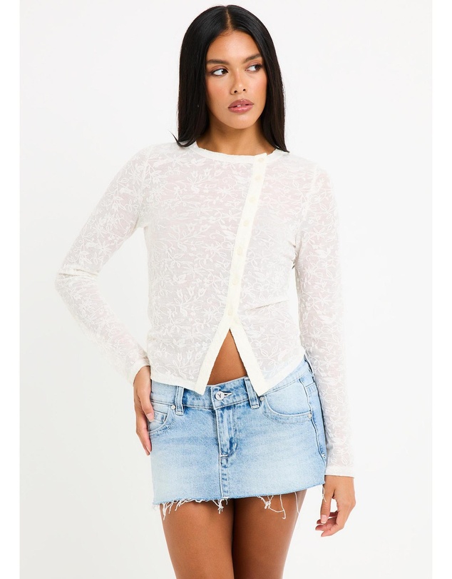 Subtitled - Ariel Crinkle Long Sleeve Button Top
