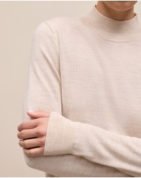 Trenery - Merino Mock Neck in Oat Marle