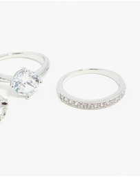Lovisa - Silver Round Stone Cubic Zirconia Triple Ring Stack