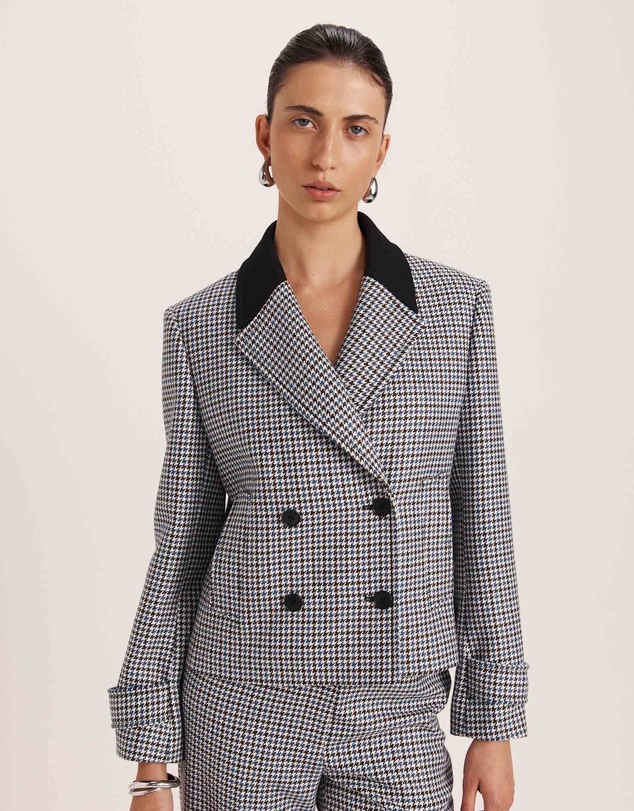 SABA - Prudence Wool Check Peacoat